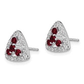 14k White Gold 3/8 carat Lab Grown Diamond VS/SI+ G+ and Created Ruby Complete Triangle Post Earrings